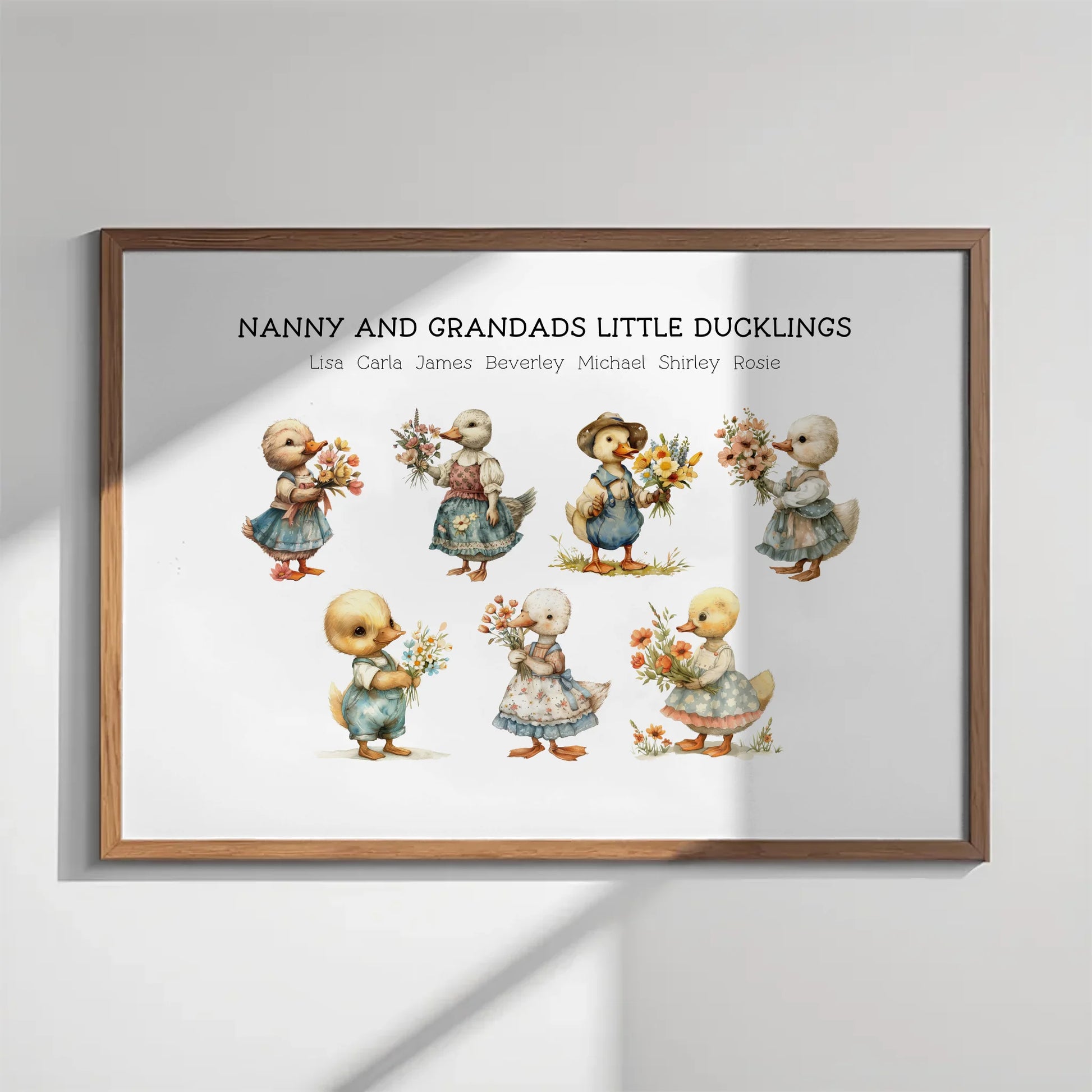 Grandchildren names duck art for nanny or mum