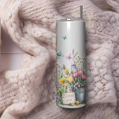 Double-walled floral insulated flask
