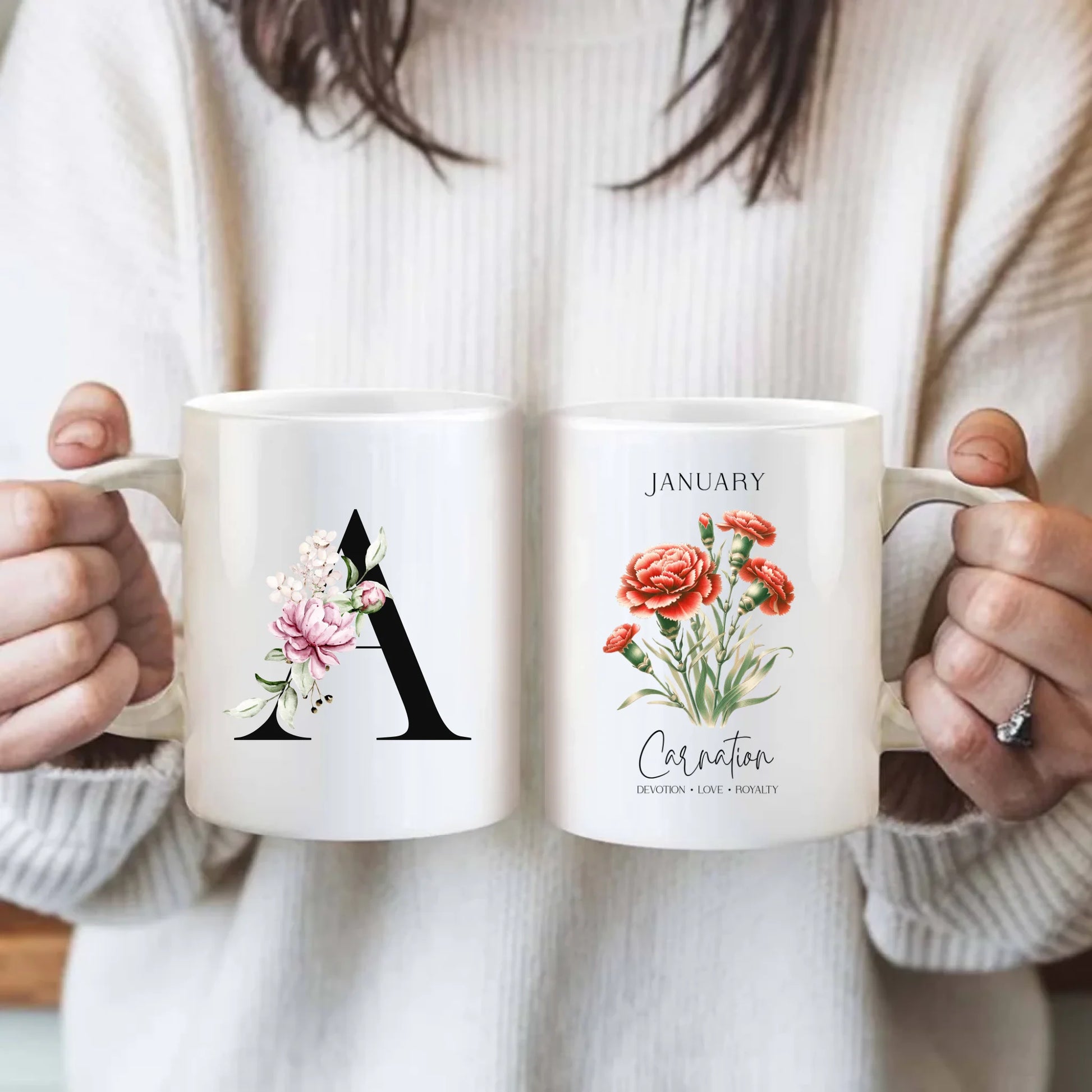 mug with birth month flower