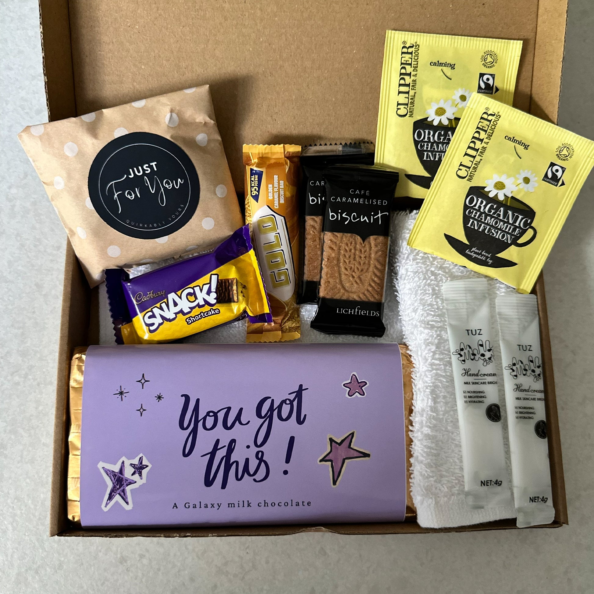 You got this Inspirational letterbox gift set with self care items and treats