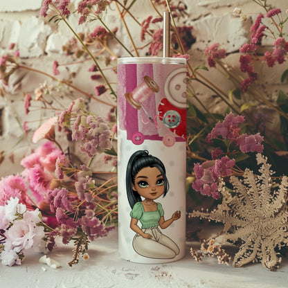 custom sewing themed flask