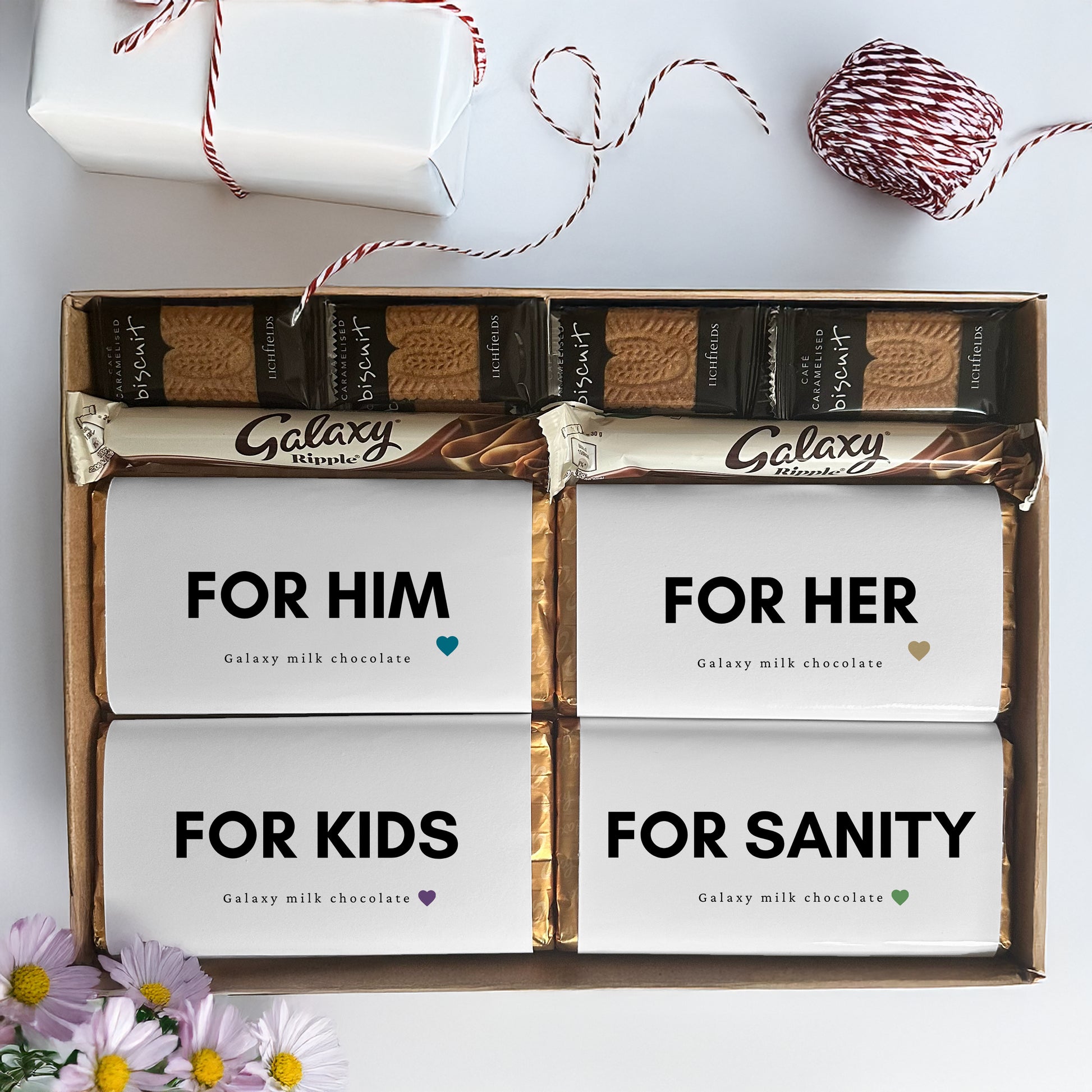 Family chocolate gift box UK with bars for him for her for kids and sanity
