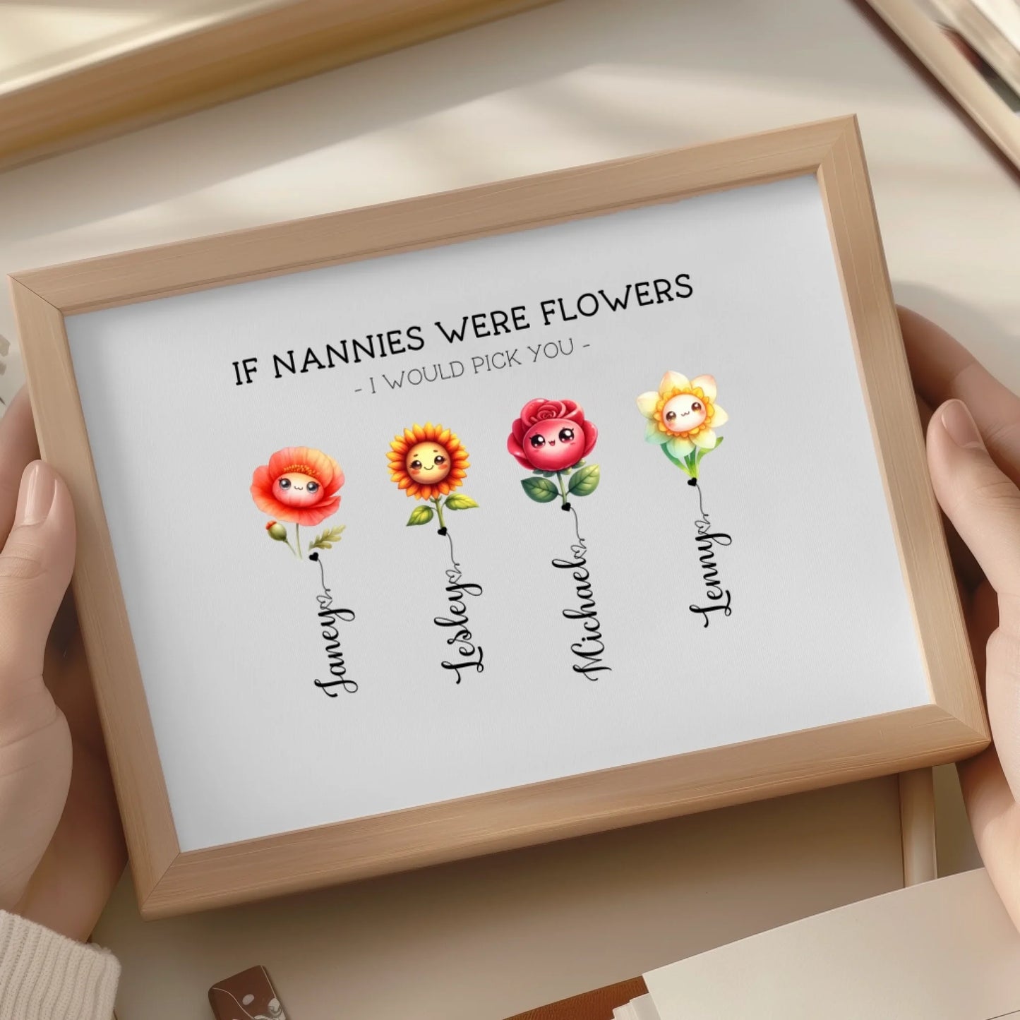 family flowers family of 4 kawaii flower family print for home décor