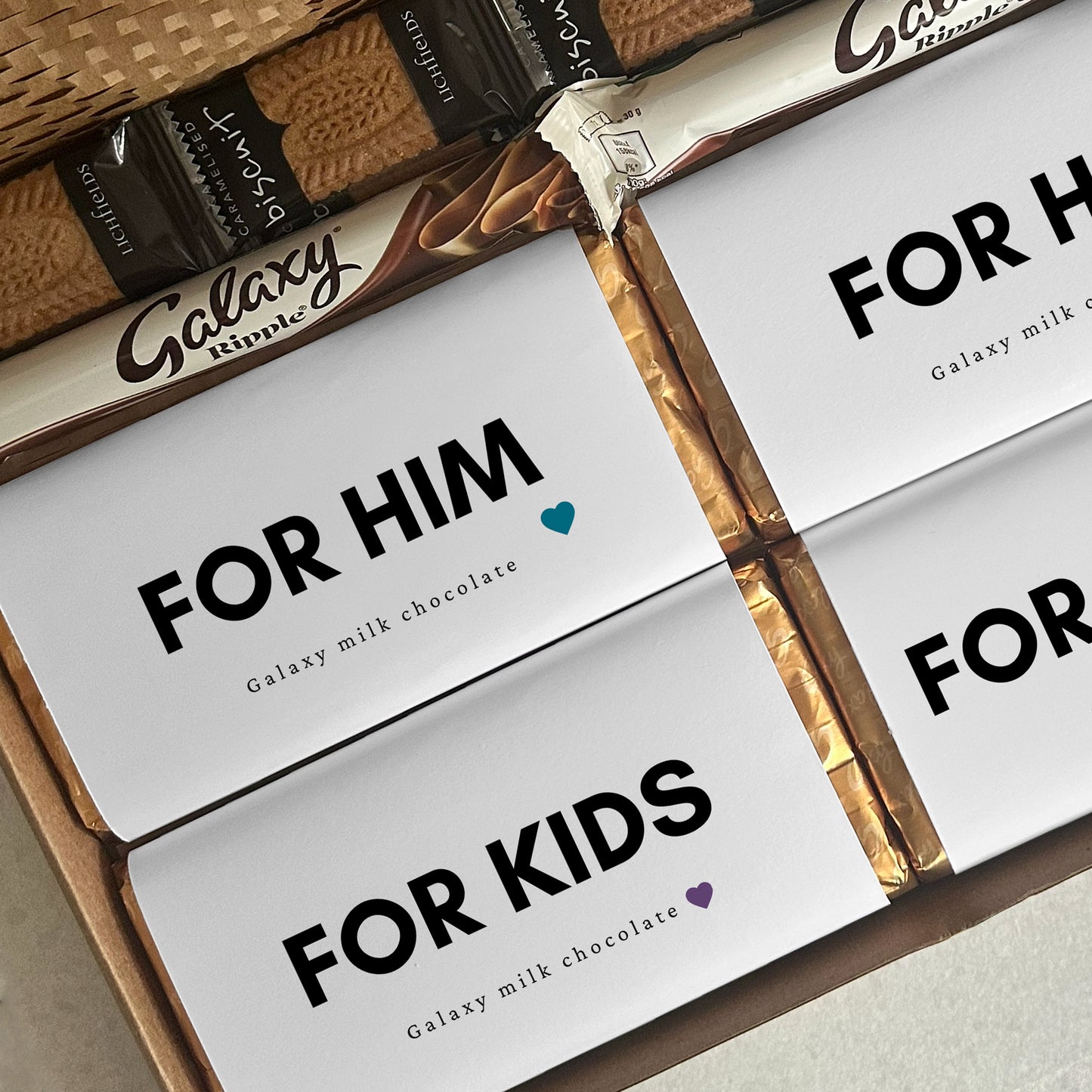 Letterbox family chocolate gift set with sharing treats and biscuits