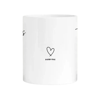 Quirky custom mug with names and paw prints