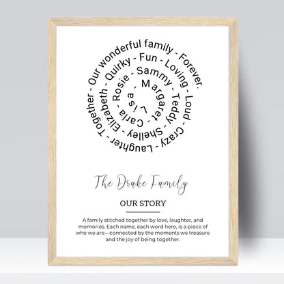 Personalised Family Name Spiral Art