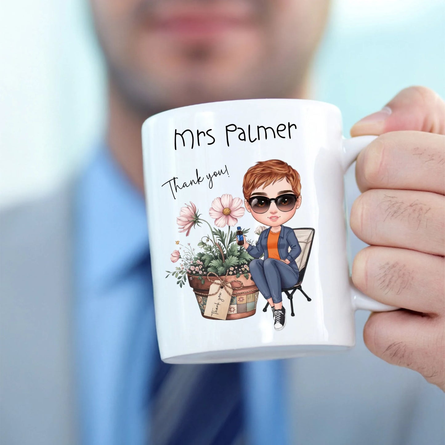 Custom cartoon mug for end of term or farewell gift