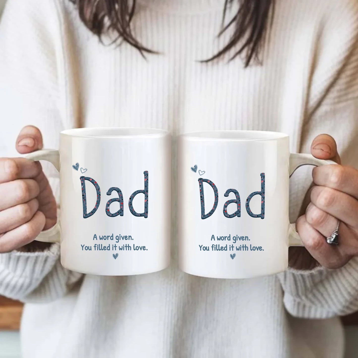 Custom message or heart centre mug for dad

