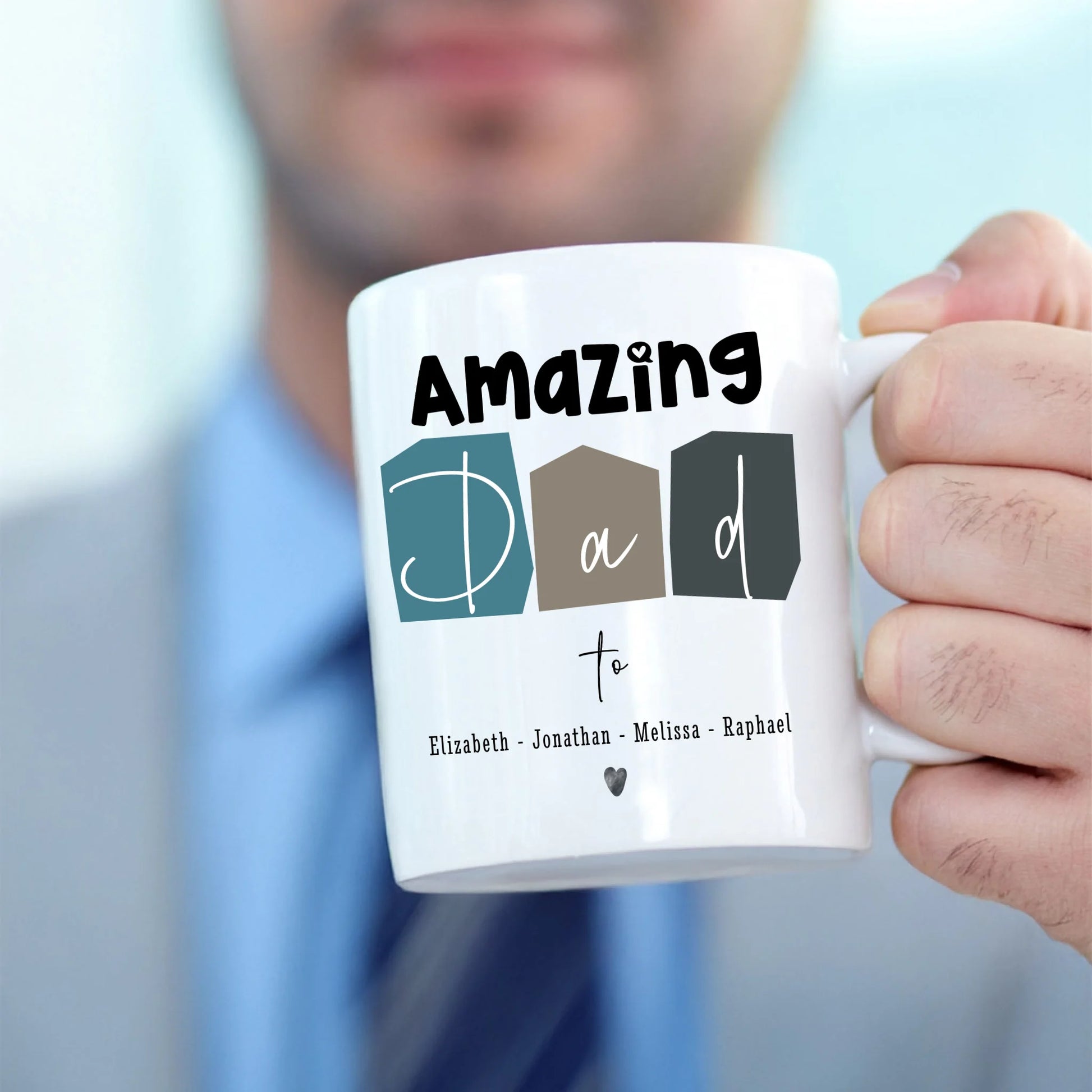 Bold block letters DAD mug