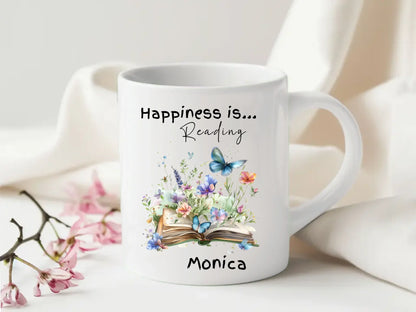 Reading enthusiast gift mug with whimsical design