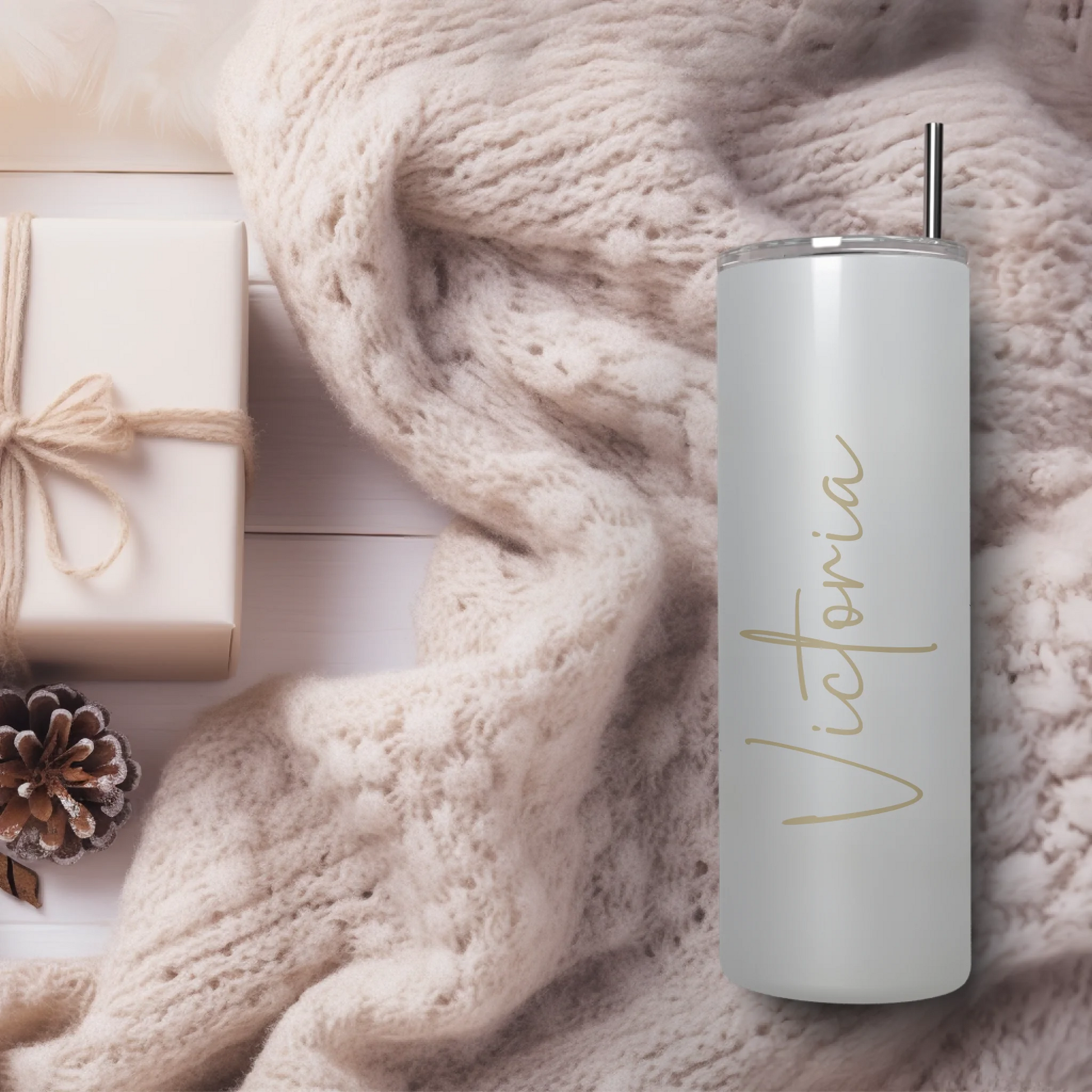 name on tumbler floral gift