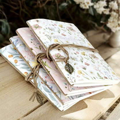 Floral Sketch & Note Book – Pink or White with Leaf Pendant - ADD ON ONLY