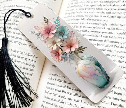 Elegant Blossoms: A Beautiful 3D Floral Vase Bookmark