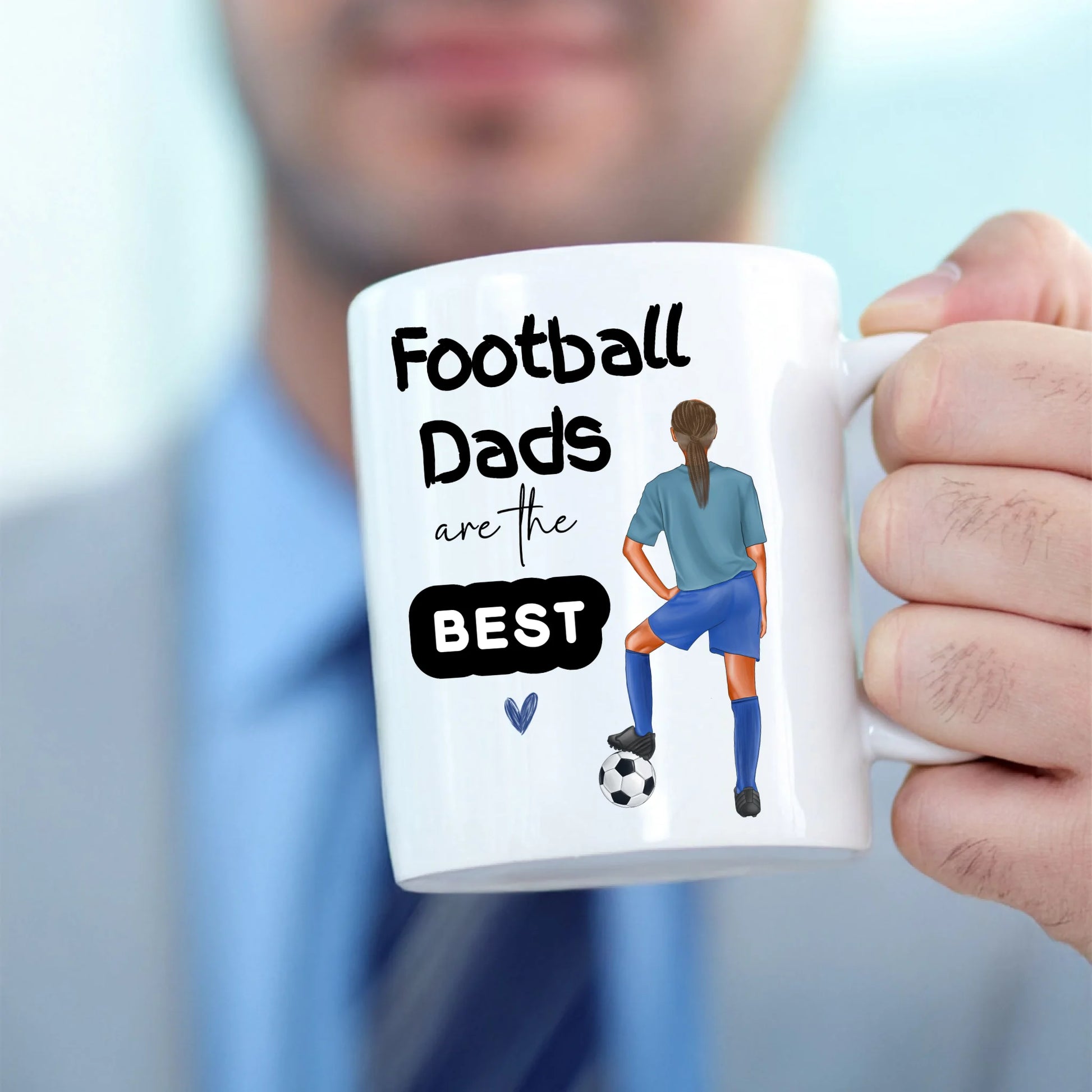 customisable mug with football player illustration