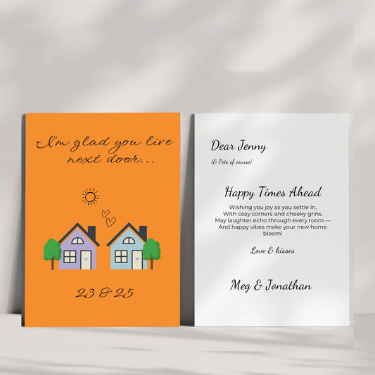 Personalised friendship greeting card with house design