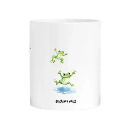 Fun personalised frog mug with character and charming frog design