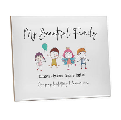 Funny family ceramic tile art with personalised quotes
