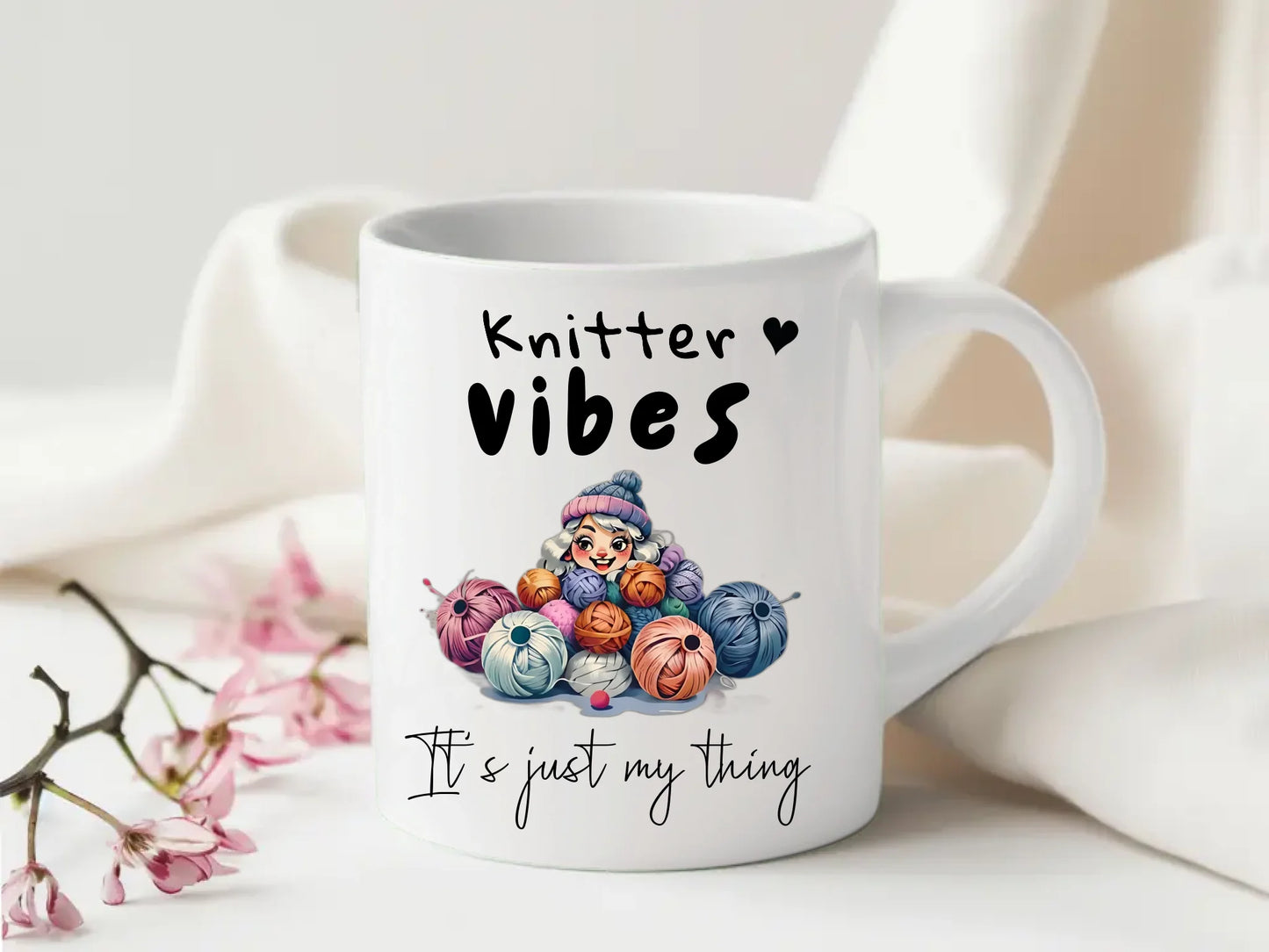 Knitting themed gift mug