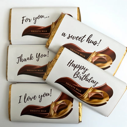 chocolate bars with celebration wrapper