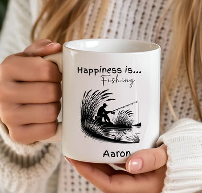 Happiness is Fishing mug for anglers