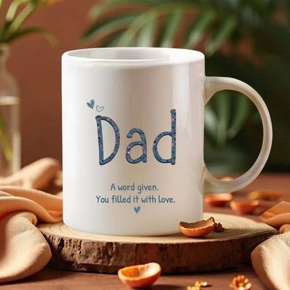 Daddy gift mug with heart-filled letters