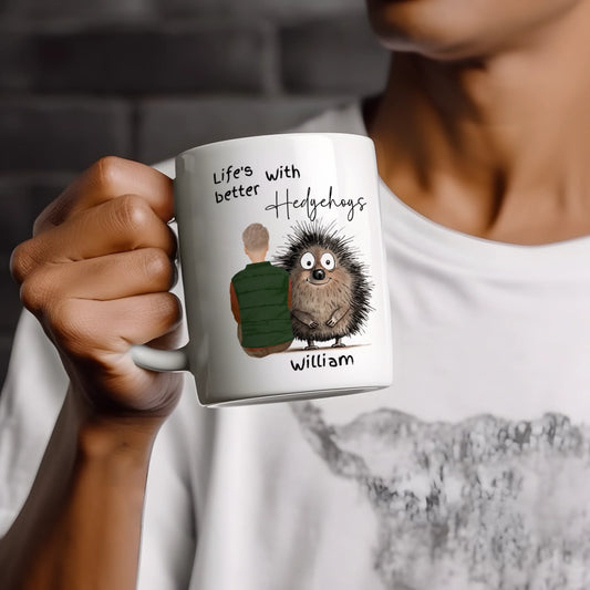 Personalised hedgehog coffee mug for her or him