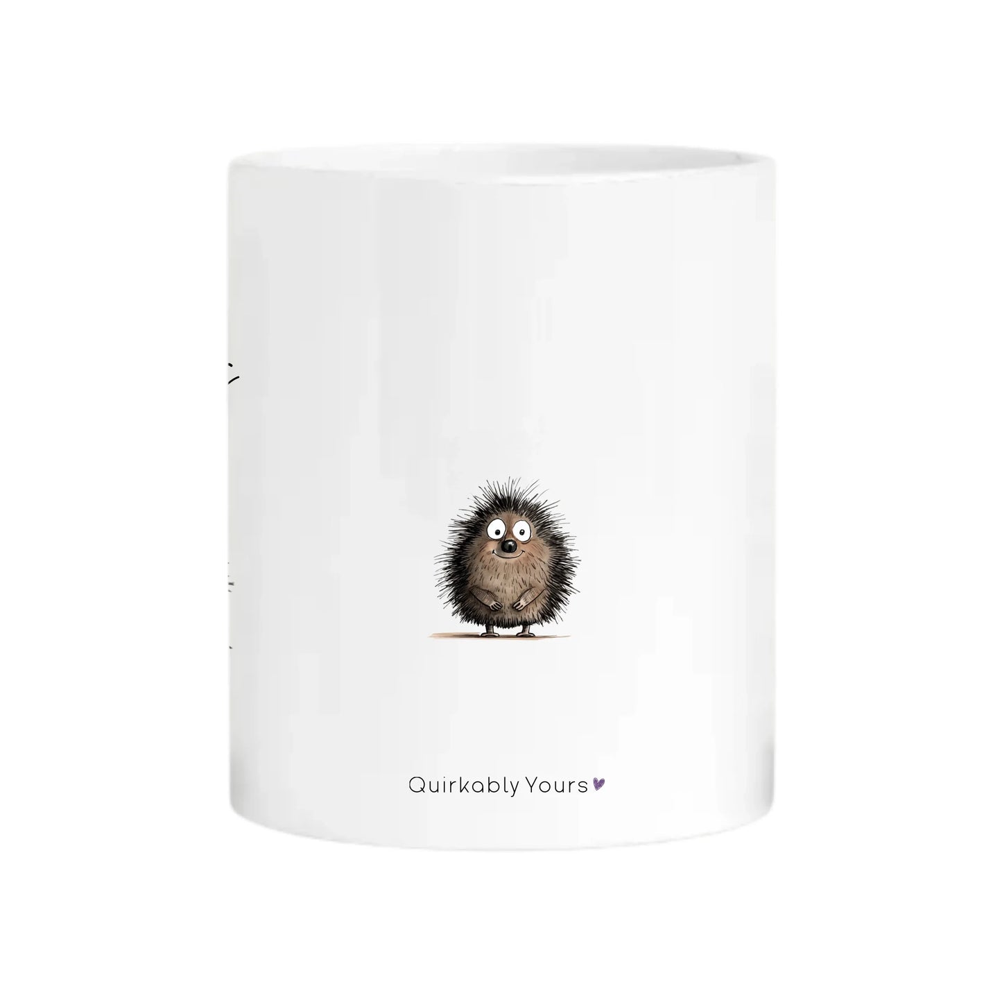 Hedgehog fan gift mug with custom name and cute hedgehog illustration, designed for everyday use.