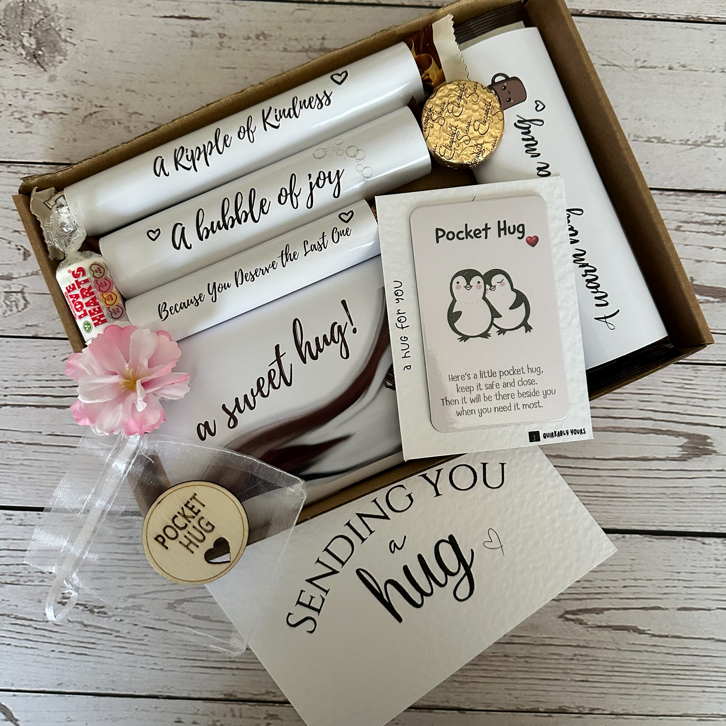 Hug Box Gift with Token and Chocolate Box | Hug in a Box Gift Set for Her Him