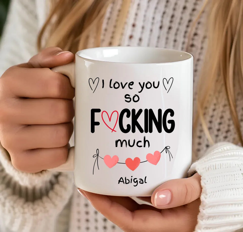Bold Typography Love Mug with Red Heart
