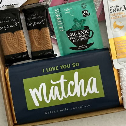 Love letterbox gift UK with I love you so mutcha message and treats