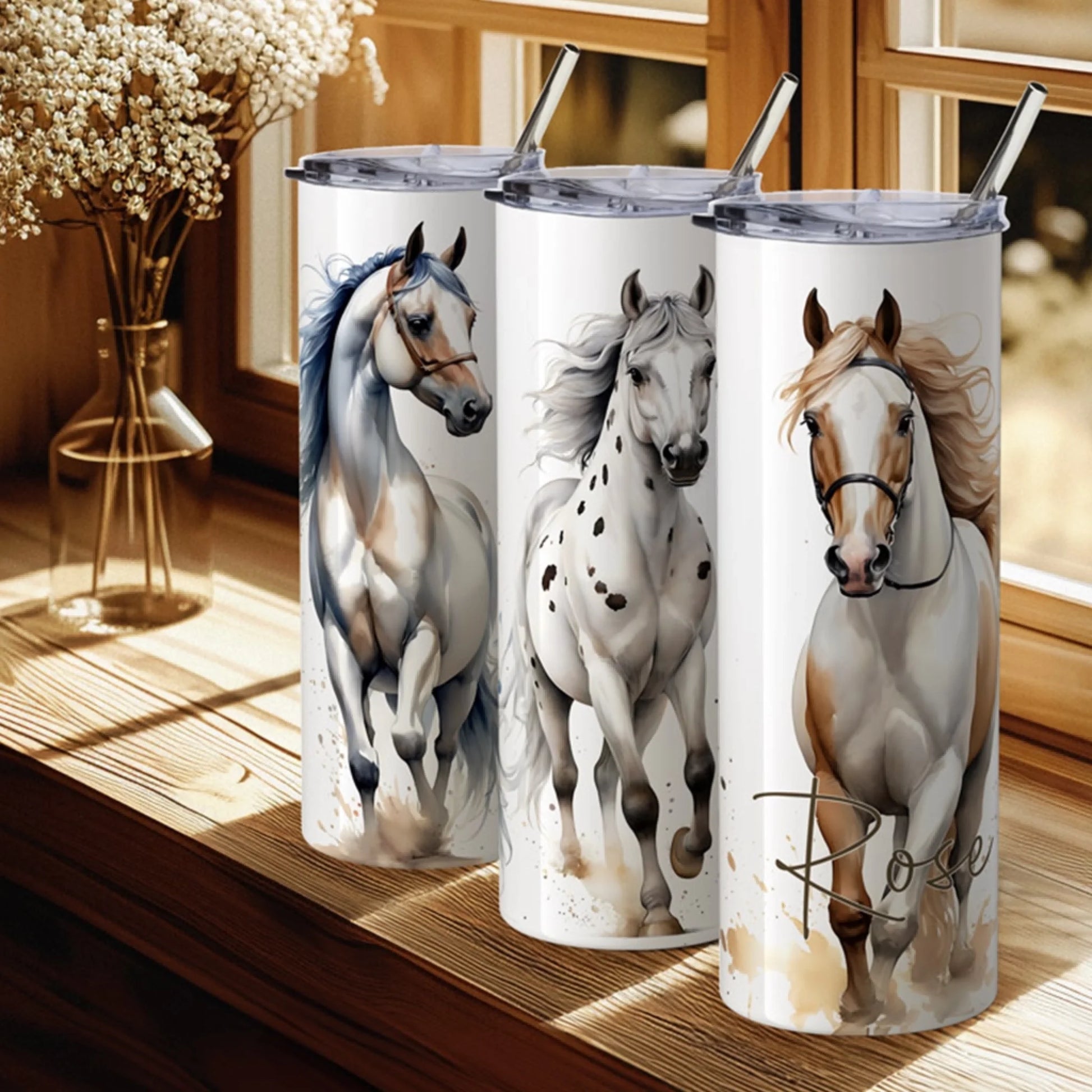 3 horses -horse-travel-mug