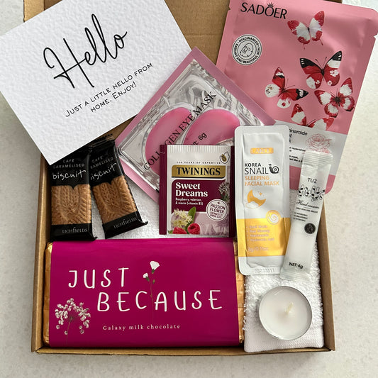 Just because letterbox gift UK with chocolate treats and thoughtful message gift set
