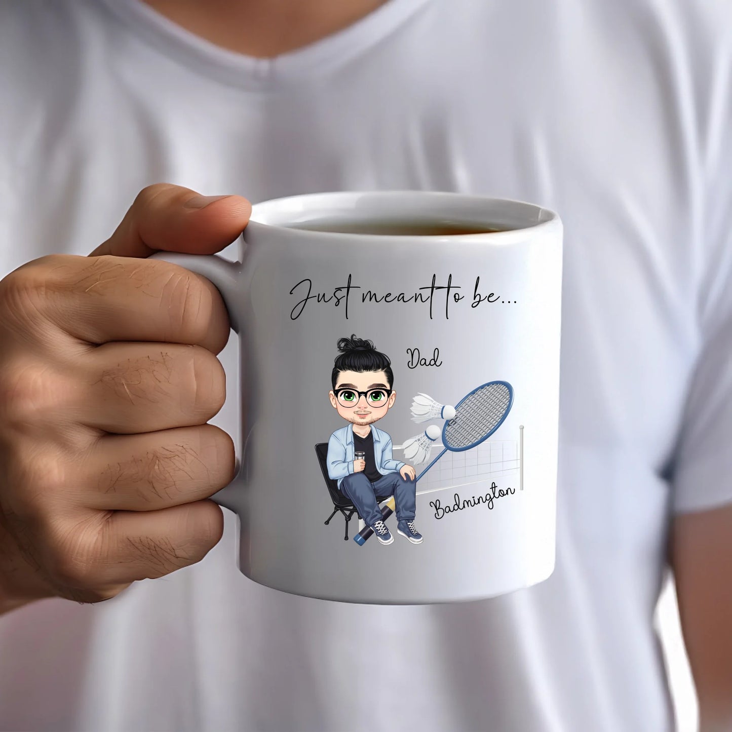 custom badminton mug for dad Man
