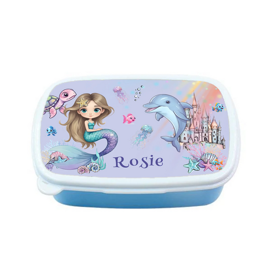 Pink mermaid snack box for school