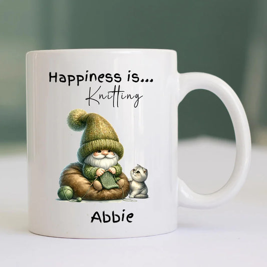 Personalised Knitting Gnome Mug