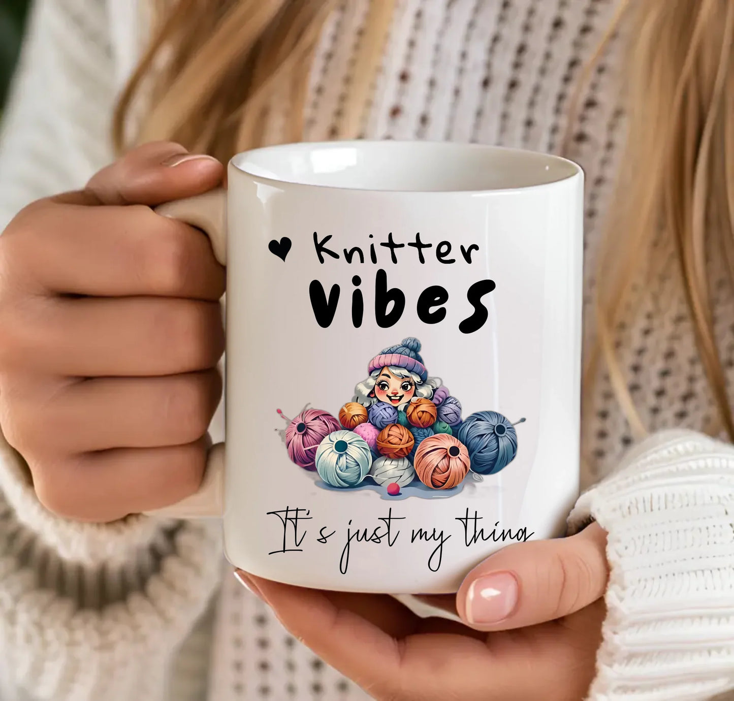 Custom knitting coffee mug