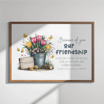 Spring flower art print with butterflies