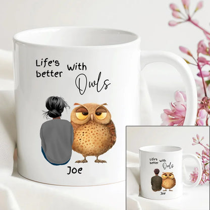 Personalised Life’s Better With Owls mug