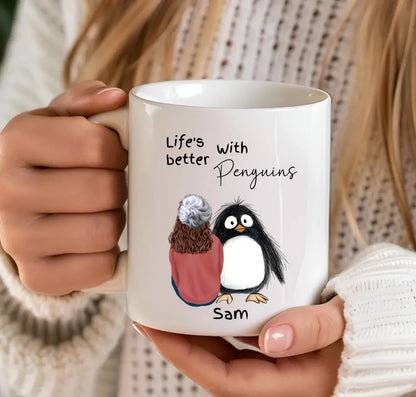 Personalised penguin lover mug