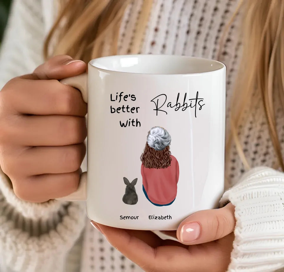 Life’s Better with Rabbits mug – quirky design