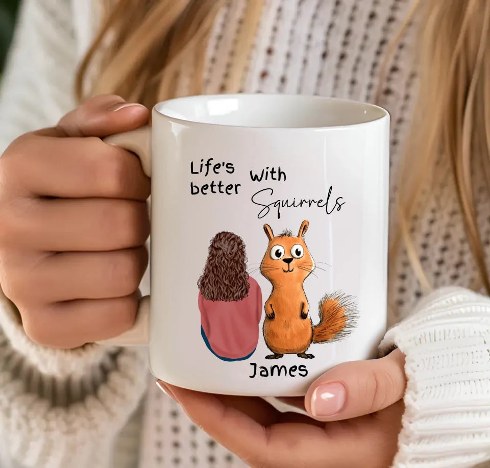 mug with squirrel graphics