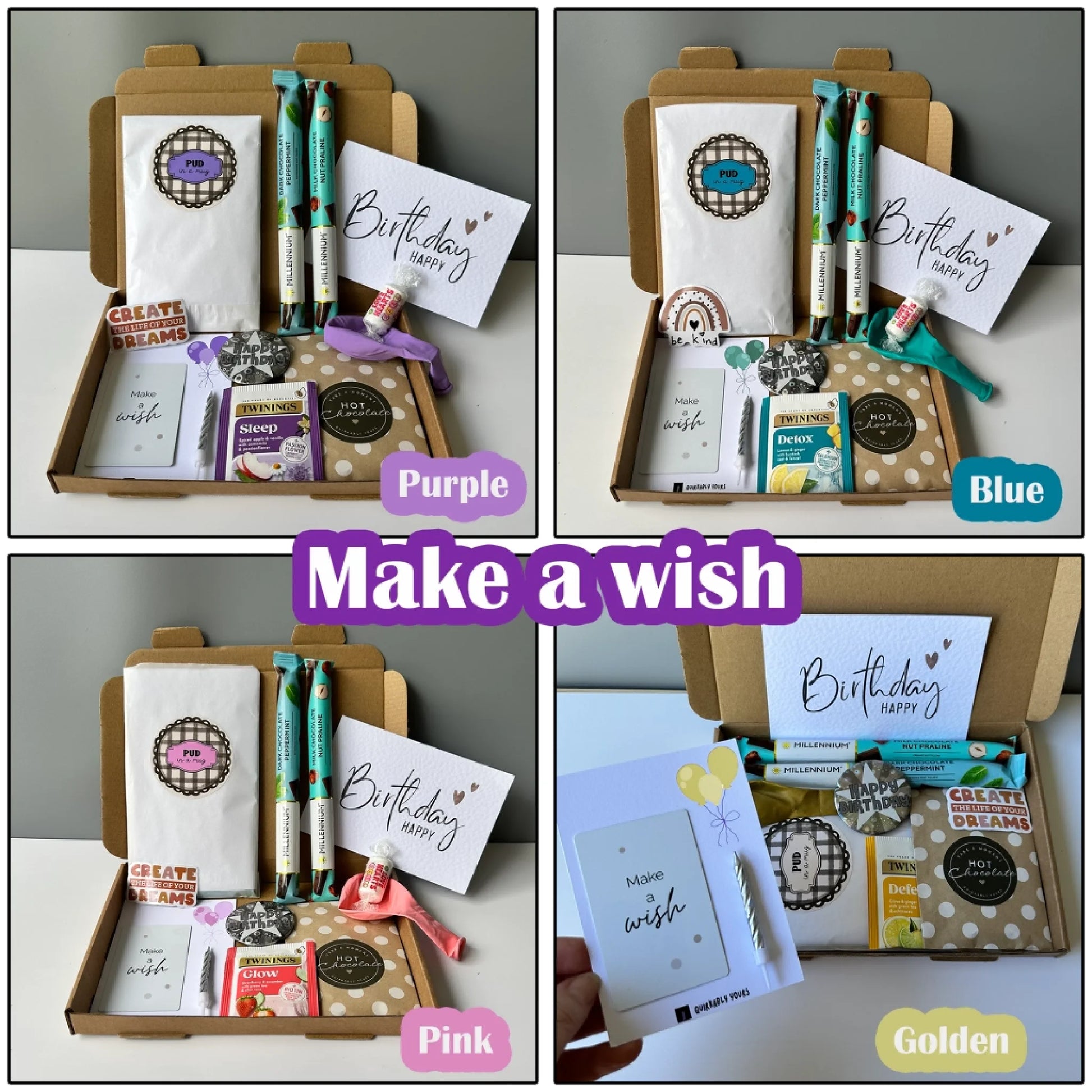 4 colours with make a wish birthday gift set add-on