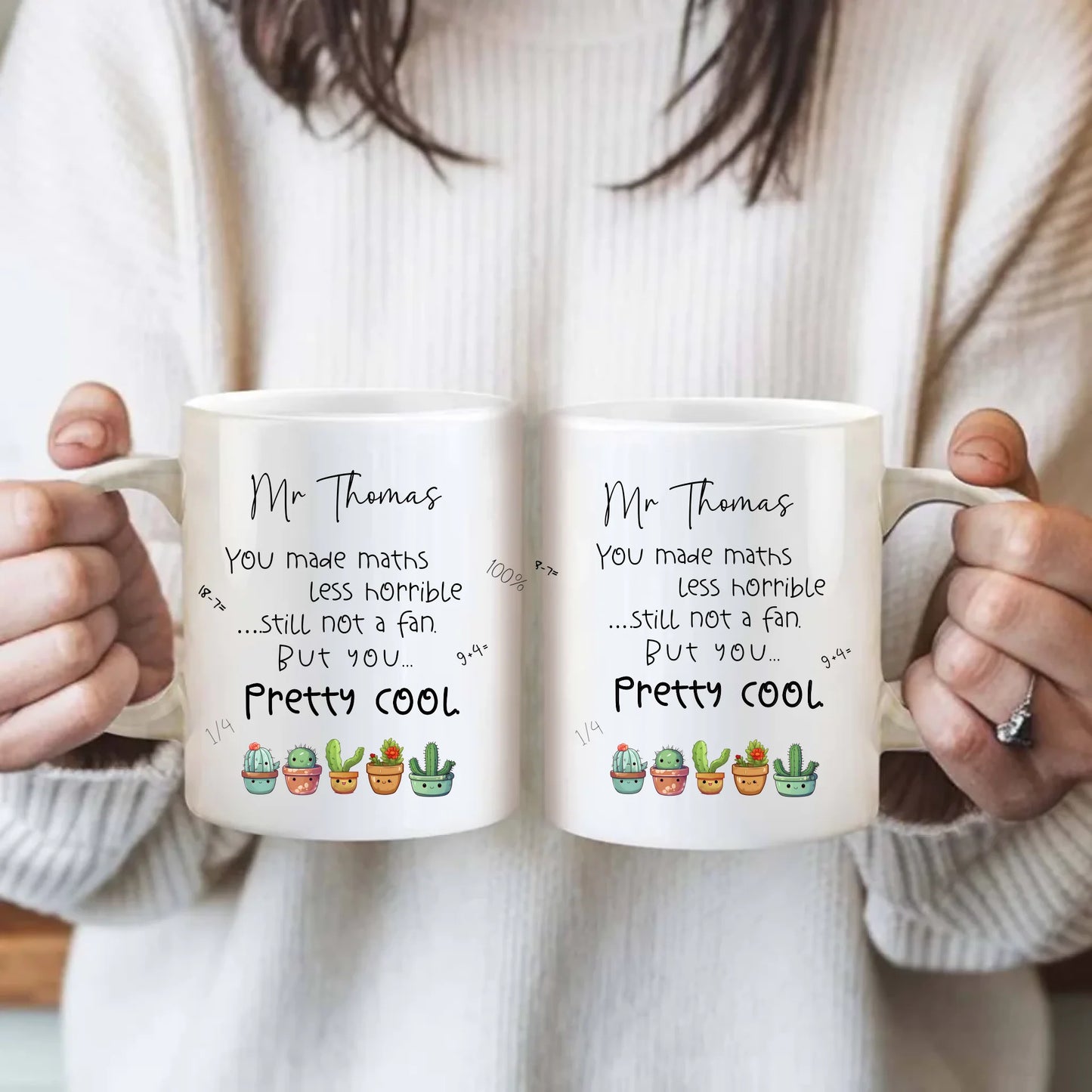 Maths mug with kawaii cactus