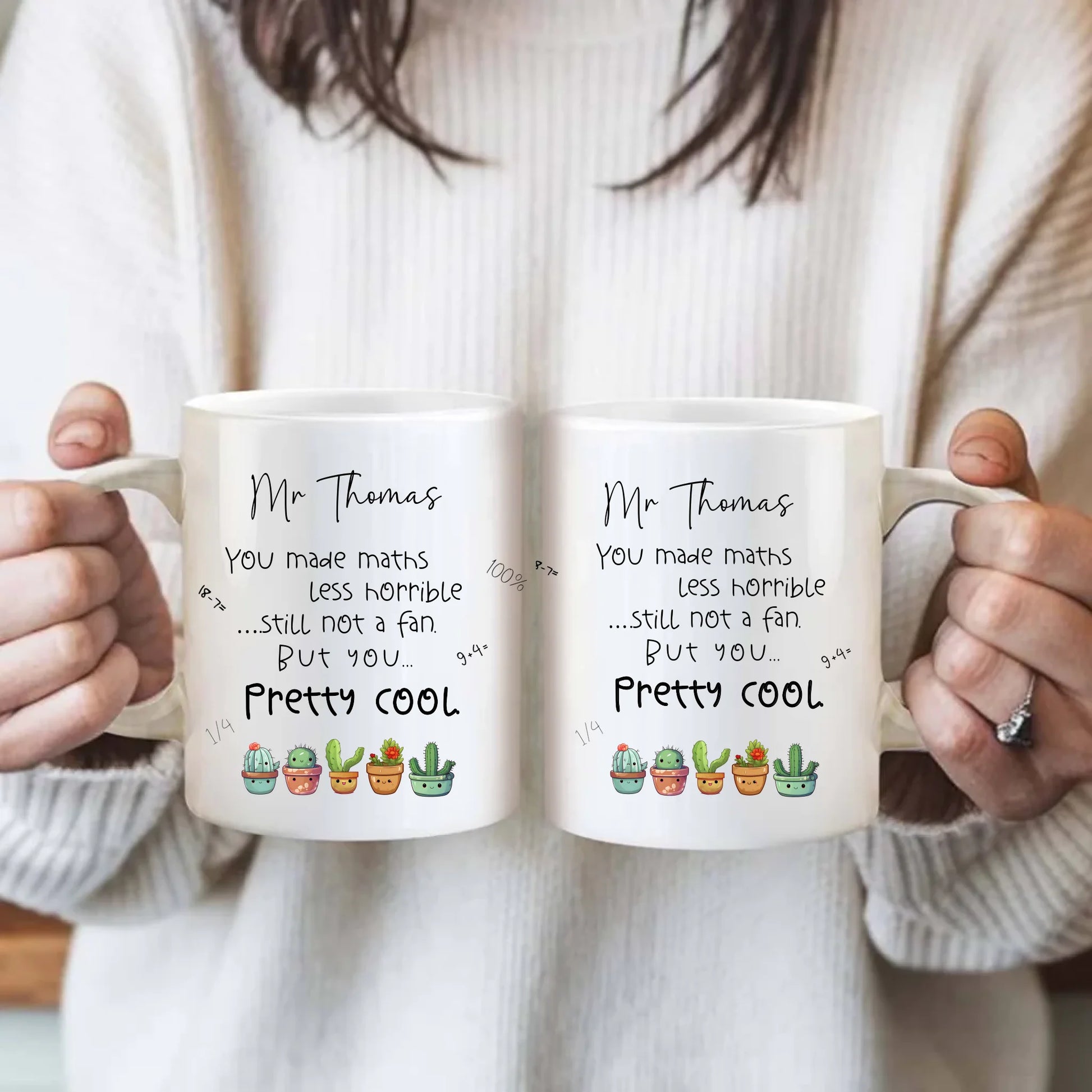 Maths mug with kawaii cactus