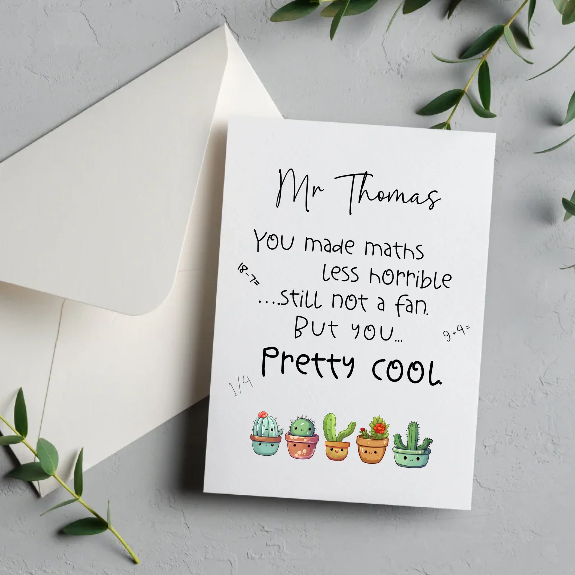 Funny maths teacher thank you card