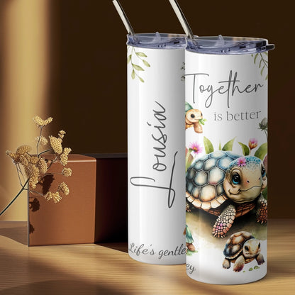 whimsical watercolour tortoise insulated drinks cup