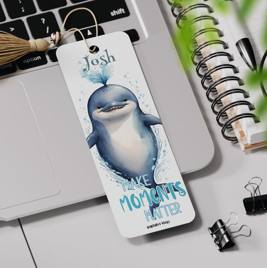 Quirky whale bookmark present idea with quote on