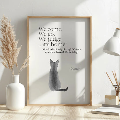 minimalist cat print with caption