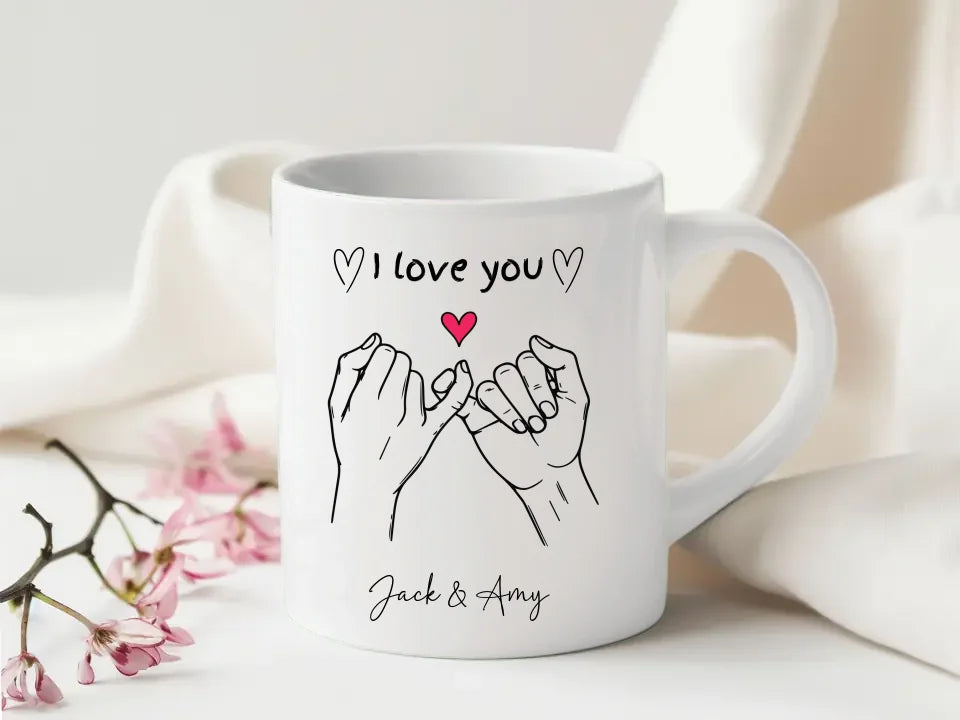 Cute Pink Heart Couple Mug