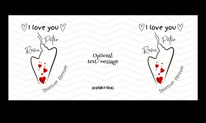 Personalised romantic mug with abstract couple design